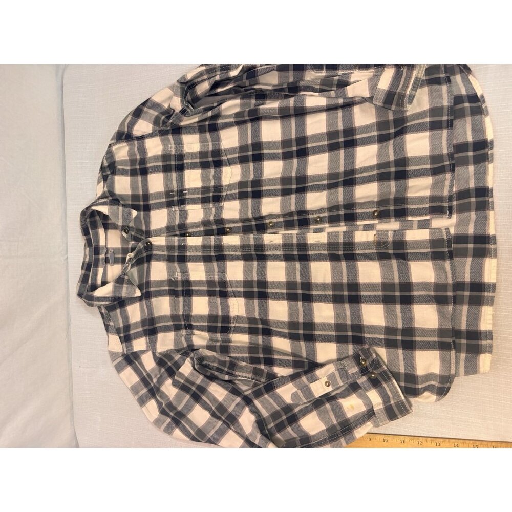 Carhartt Men’s XL Plaid Flannel Shirt Long Sleeve Button Up Work Blu/cre Cotton - Picture 7 of 8